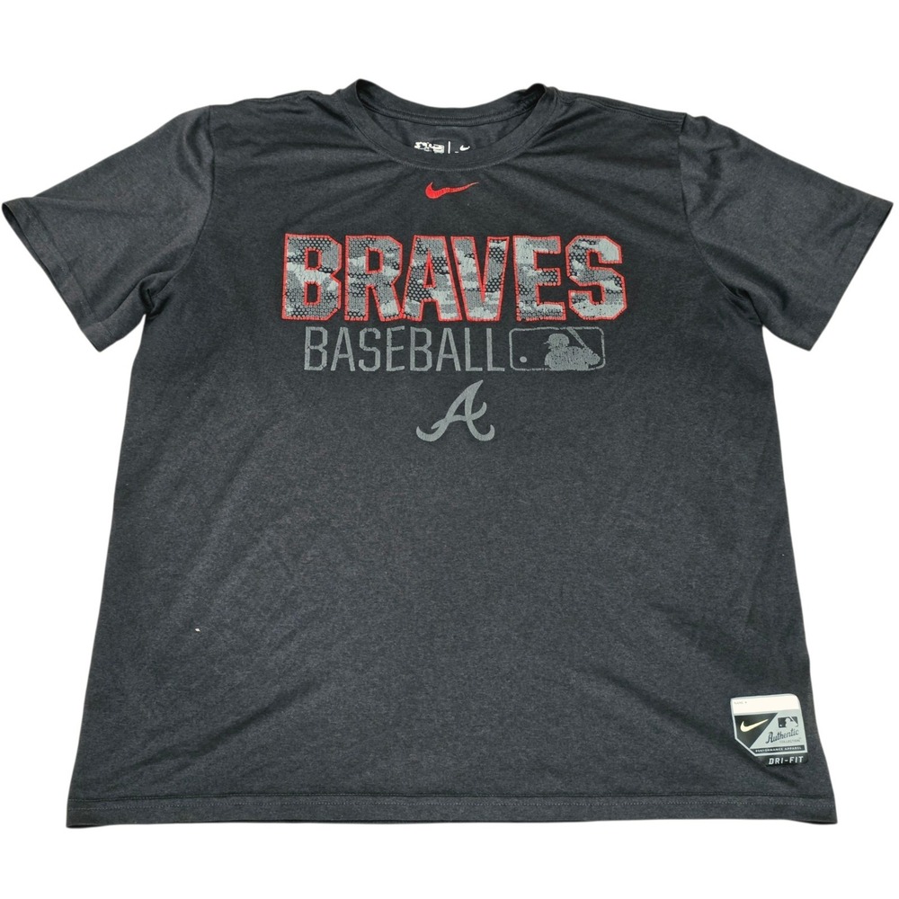 Atlanta Braves Nike Dri-FIT T-Shirt Men's Large Gray MLB Baseball Graphic Tee